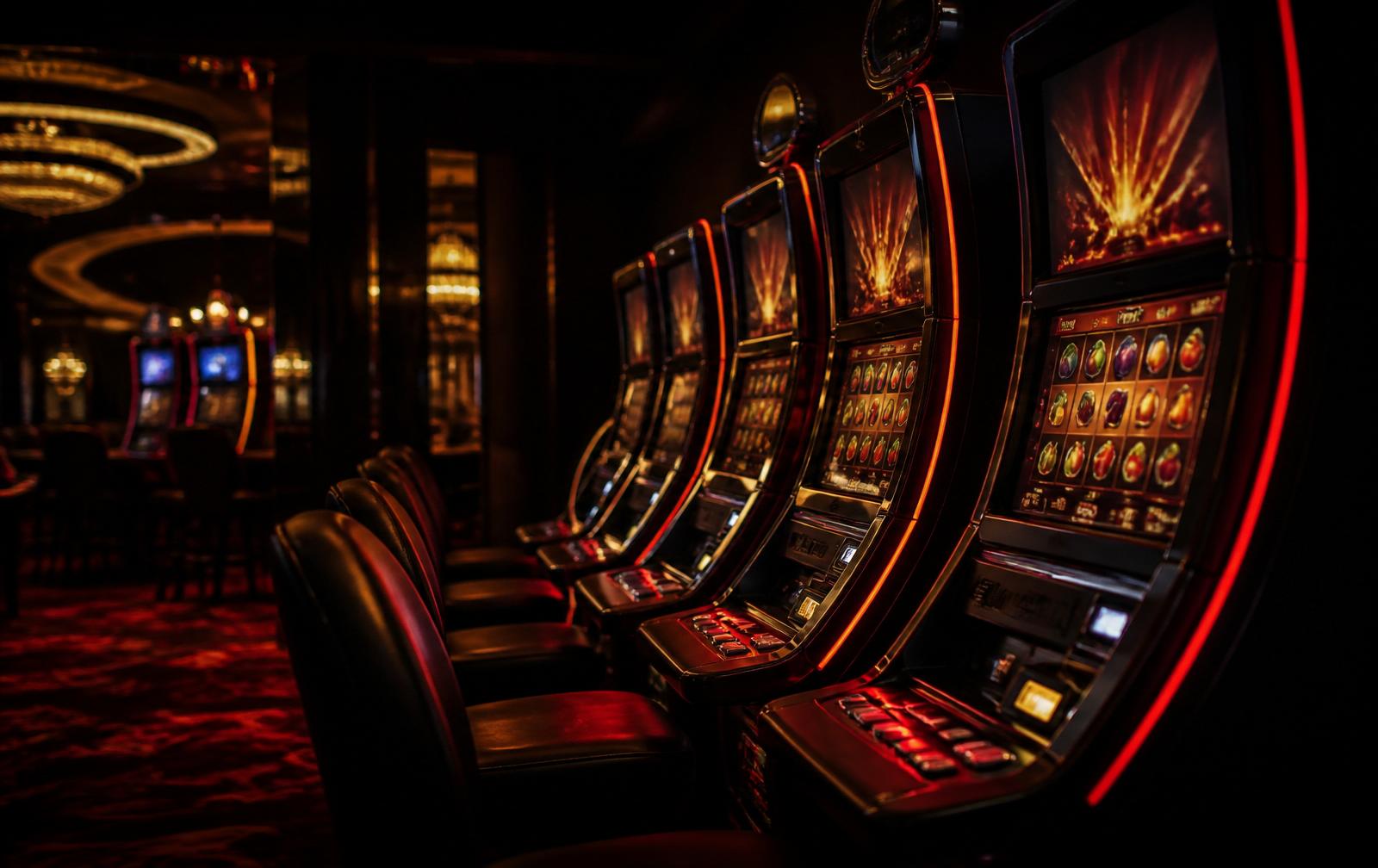 Máquinas de entretenimiento iluminadas en un salón de juegos
